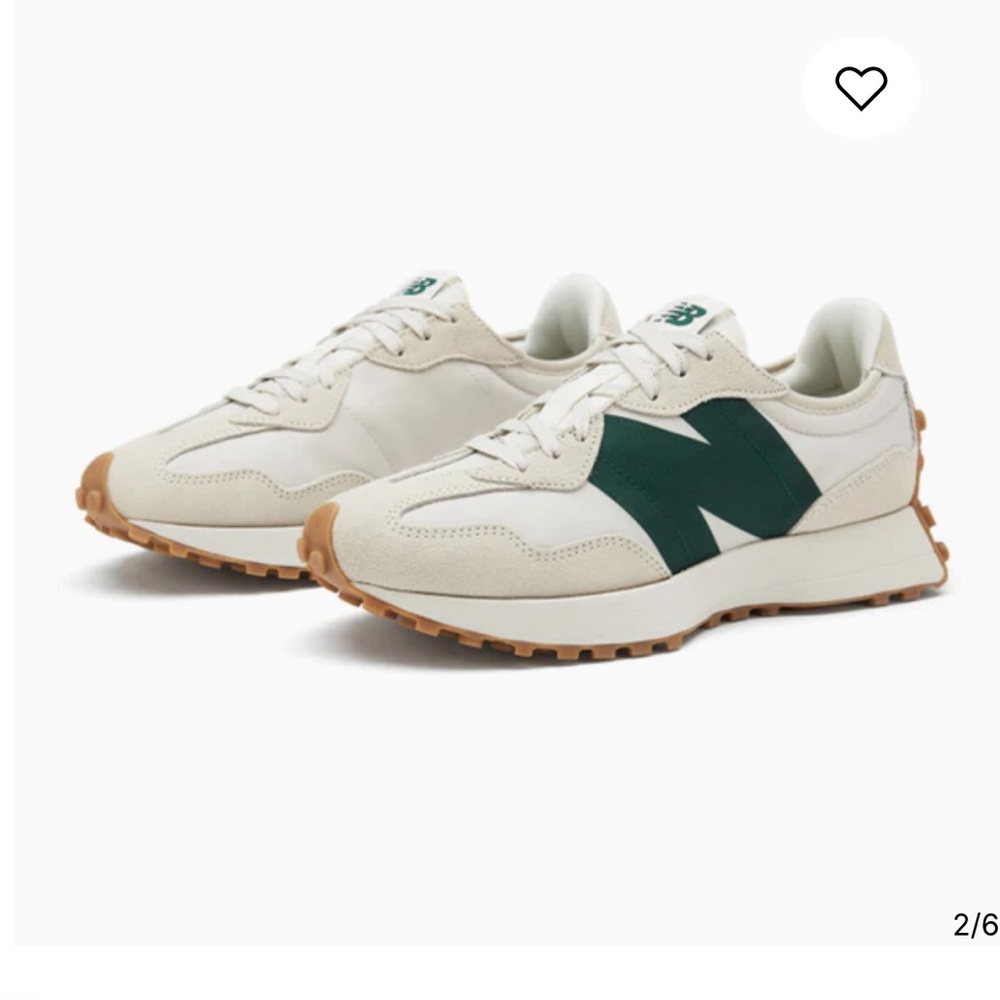 New Balance 327 Cream and Green Sneakers